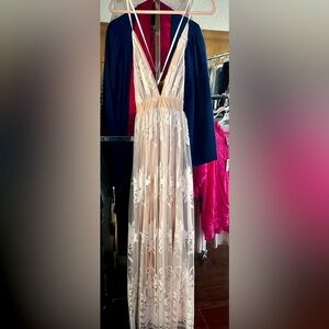 Beige flower long dress